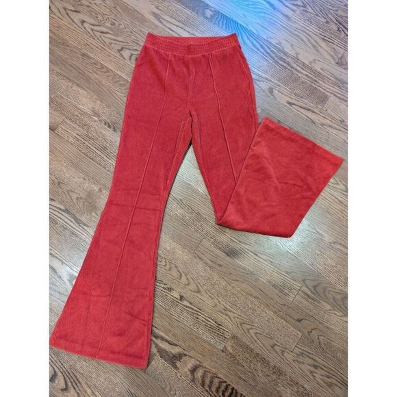AERIE Groove-On Velour High Waisted Flare Pants Women XS Sundried Hi Rise BNWOT - Picture 1 of 10
